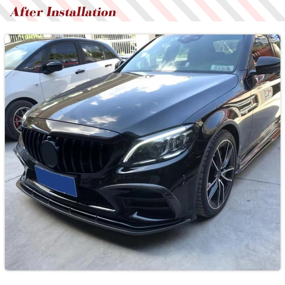 Car Front Bumper Lip Spoiler Splitters For Mercedes-Benz C Class W206 C205 A 205 C43 AMG 2019- 2022 Bumper Lip Chin Carbon Fiber