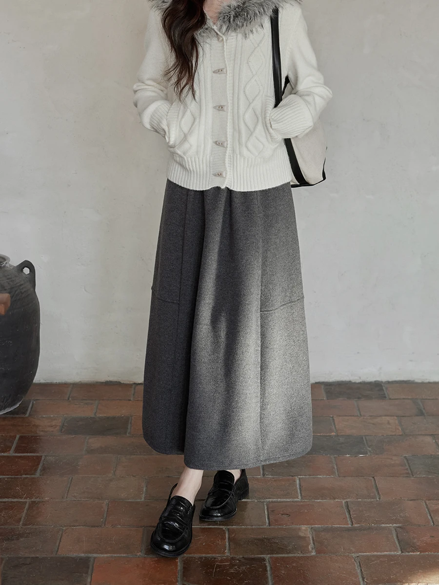 

Ele High Waist Skirt Korean Sle Unique Design Beautiful A-Line Skirt for Young Women in Winter Season