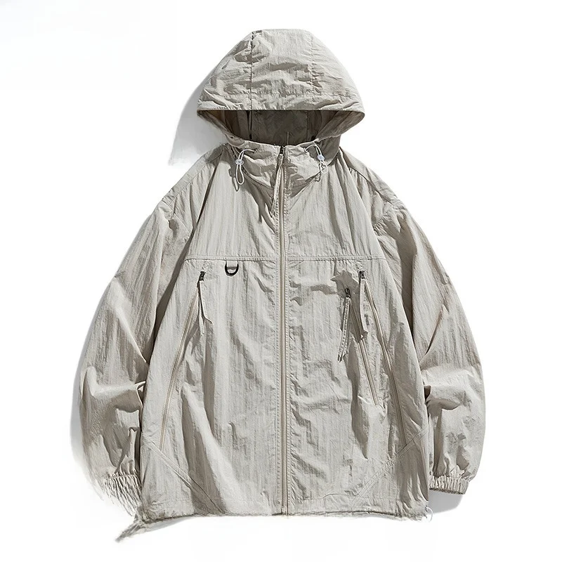 

plus Size Ice Silk UV Protection Clothing Men's Spring Summer Jaet Loose Fit Fiing Outdoor Large plus Size Fat Clothes