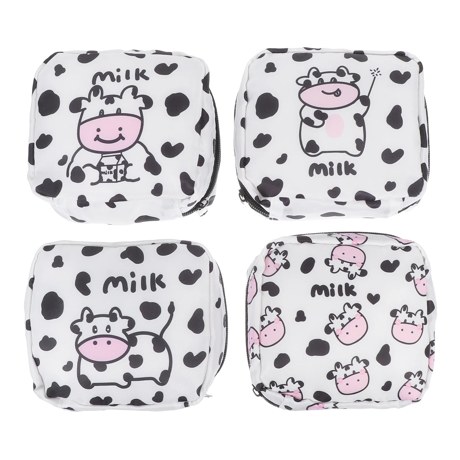 

4Pcs Cartoon Menstrual Pad Bags Waterproof Sanitary Napkin Storage Portable Makeup Bags Assorted Color Menstrual Pad Bag