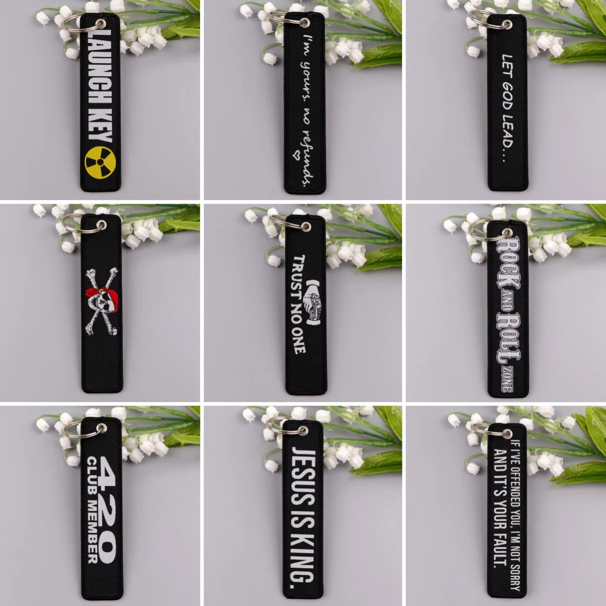 1pcs Jesus is king Embroidery Key Tag Quotes Keychains For Men Car Motorcycles Accessories Keys Holder Keyring Fashion Jewelry
