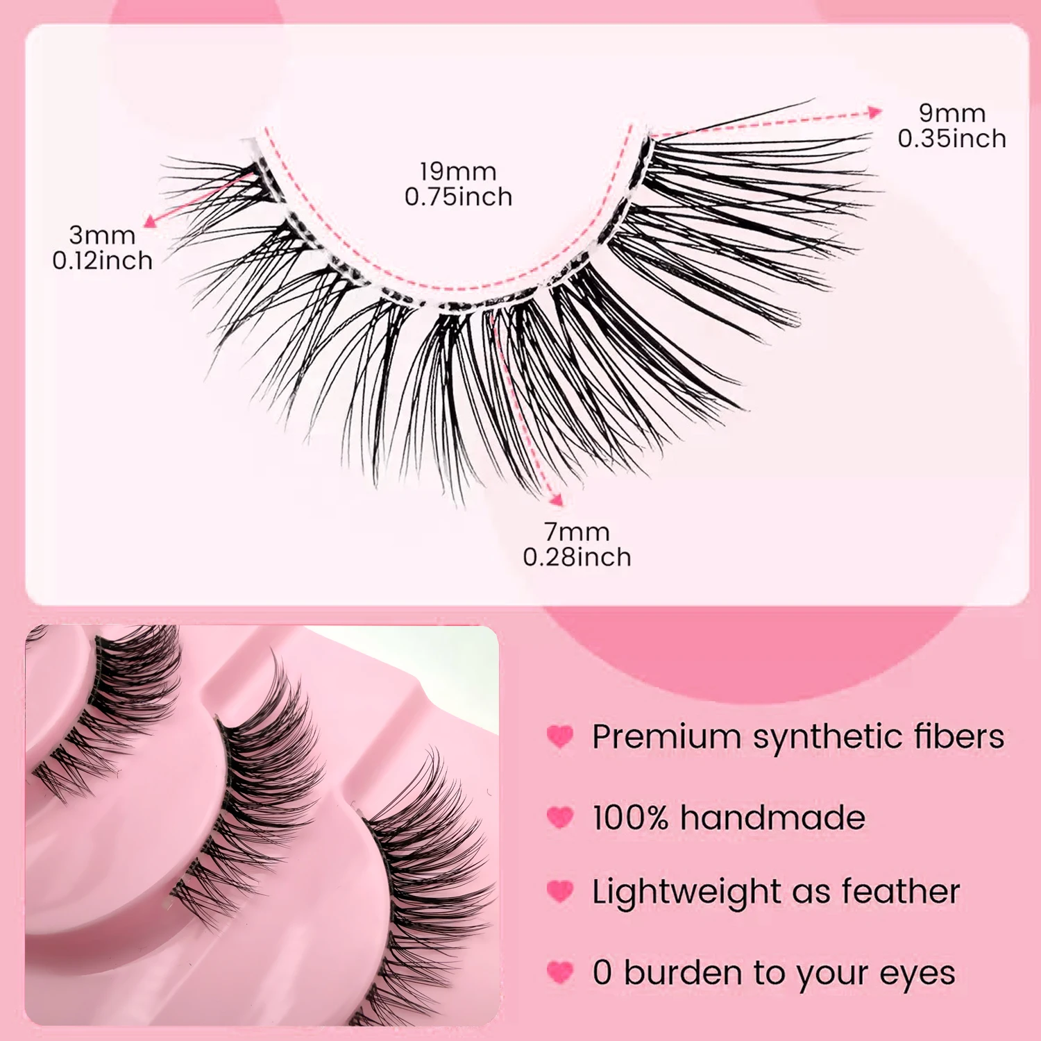 Transparente Halb-Wimpernverlängerung, Natürliche, Flauschige Kunstnerz-Wimpern, Leicht, Bequem, Wiederverwendbar für Tägliches & Party-Make-up – Detail 6