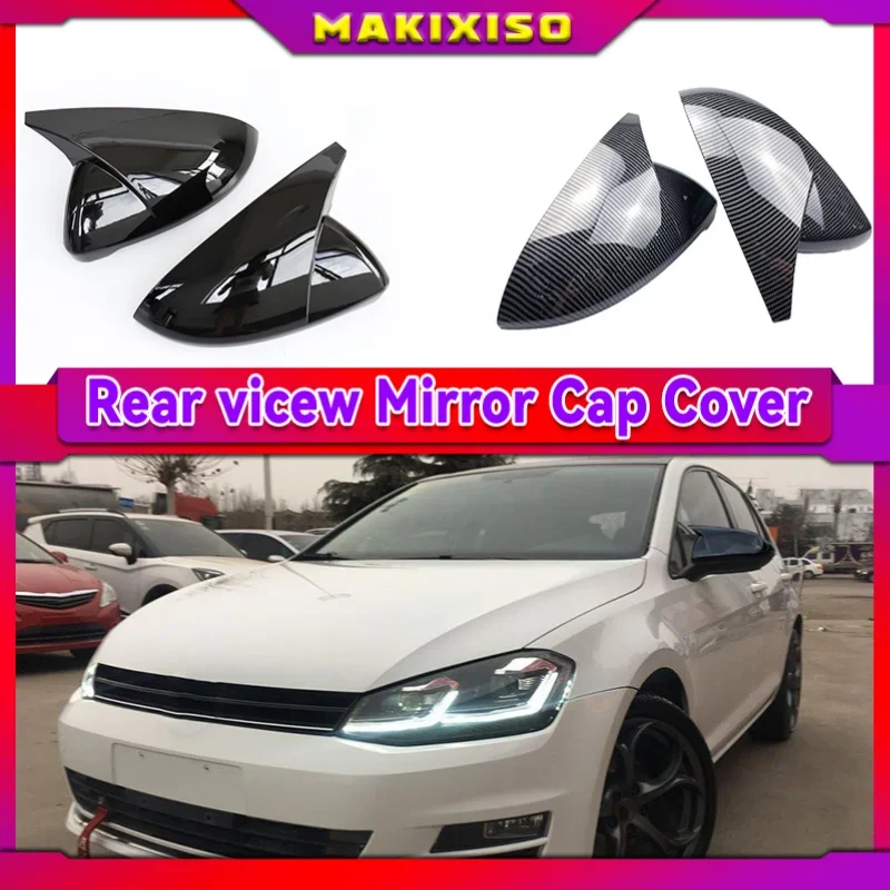 

2 pcs Side Wing Mirror Cover Caps Bright Black RearView Mirror Case Cover for VW Golf 7 MK7 7.5 GTD R GTI Touran L E-GOLF