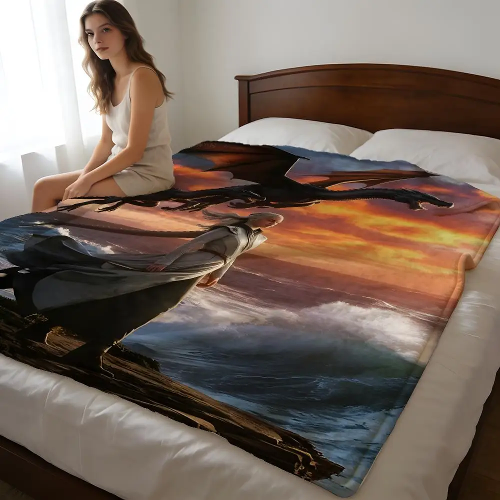 Manta de felpa corta de alta densidad para sofá, siesta, habitación con aire acondicionado, suave y agradable para la piel, Juego de Tronos