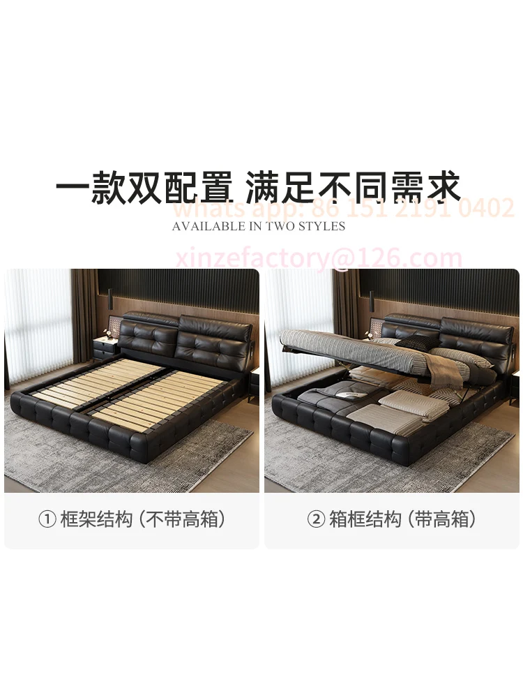 سرير جلدي قابل للتخصيص، غرفة نوم رئيسية، حقيبة ناعمة جديدة لحفلات الزفاف، سرير تخزين مزدوج عالي الجودة