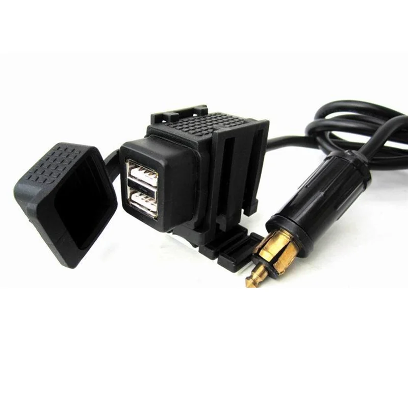 

For Phone GPS Satnav Dual USB Charger Socket Motorcycle Power Adapter With 150Cm Cable EU Plug