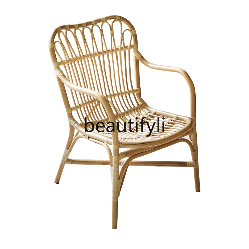 

Simple household rattan chair armchair Nordic living room leisure chair B & B hotel recliner back chair