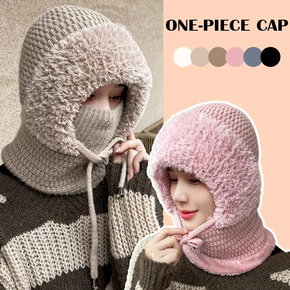 3 في 1 الشتاء بالاكلافا للنساء الشتاء قبعة الرقبة قطعة واحدة قبعة المرأة الصوف والصوف سميكة متماسكة قبعة دافئة الرقبة يندبروف 2025