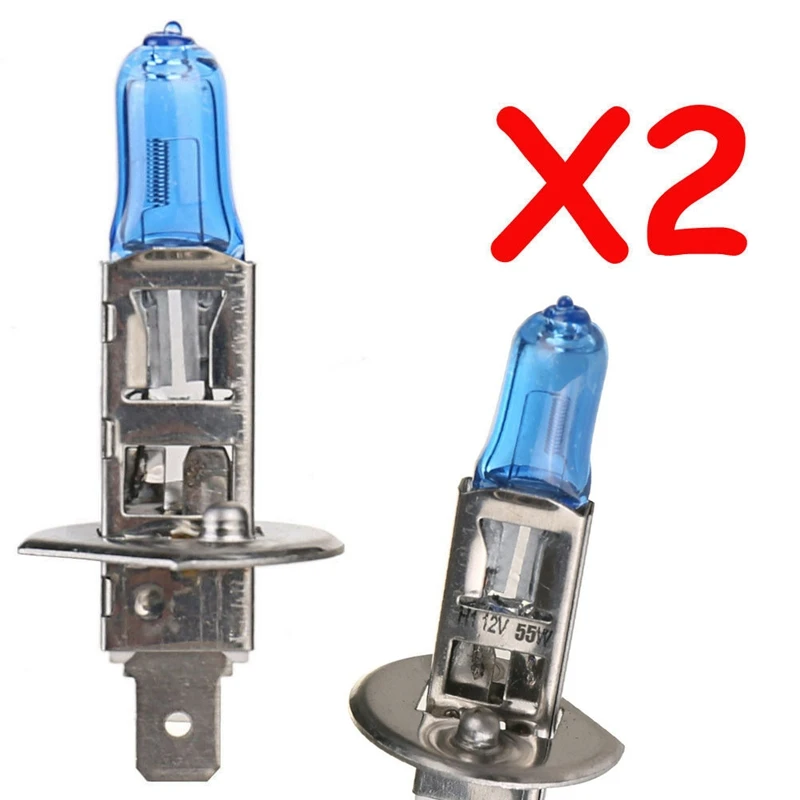 2X H1 6000K Xenon Gas Halogen Headlight White Light Lamp Bulbs 55W 12V