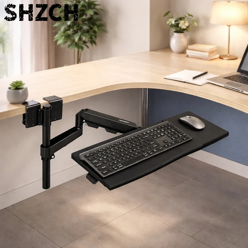Laptop Lifting Stand Foldable Office Keyboard Tray Thickened Metal Mouse Holder Angle Adjustable Computer Stable Support Bracket