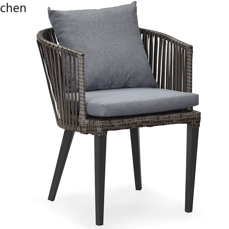 

HTT Outdoor Household Rattan Chair Single Dining Table Chair Dining Seat Outdoor Balcony Leisure