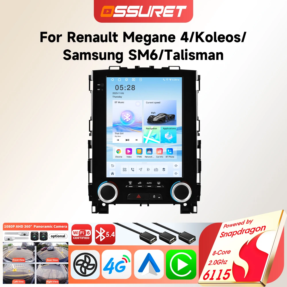 9,7 inch 6115 Android speler voor Renault Koleos Megane 4 Samsung SM6 Talisman 2017-2019 autoradio multimedia draadloze Carplay