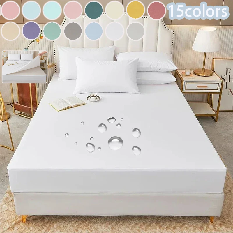 

New 6-Sides Fully Enclosed Waterproof Home Mattress Cover with Zipper,Soft Breathable Bed Cover for Single or Double Bed 매트리스 커버