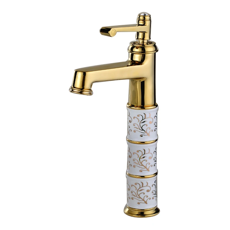 

All copper gold basin hot and cold water faucet washbasin counter upper and lower basin wash basin accessories