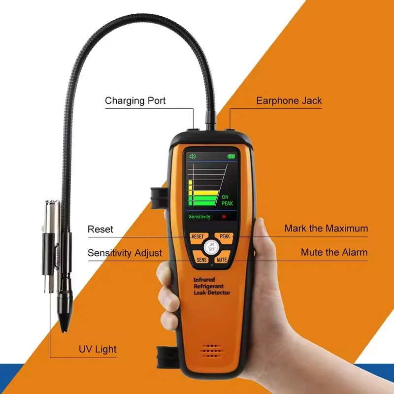 Elitech ILD-200 Detector de fugas infrarrojo HVAC para refrigerantes, aire acondicionado y reparación de automóviles, portátil