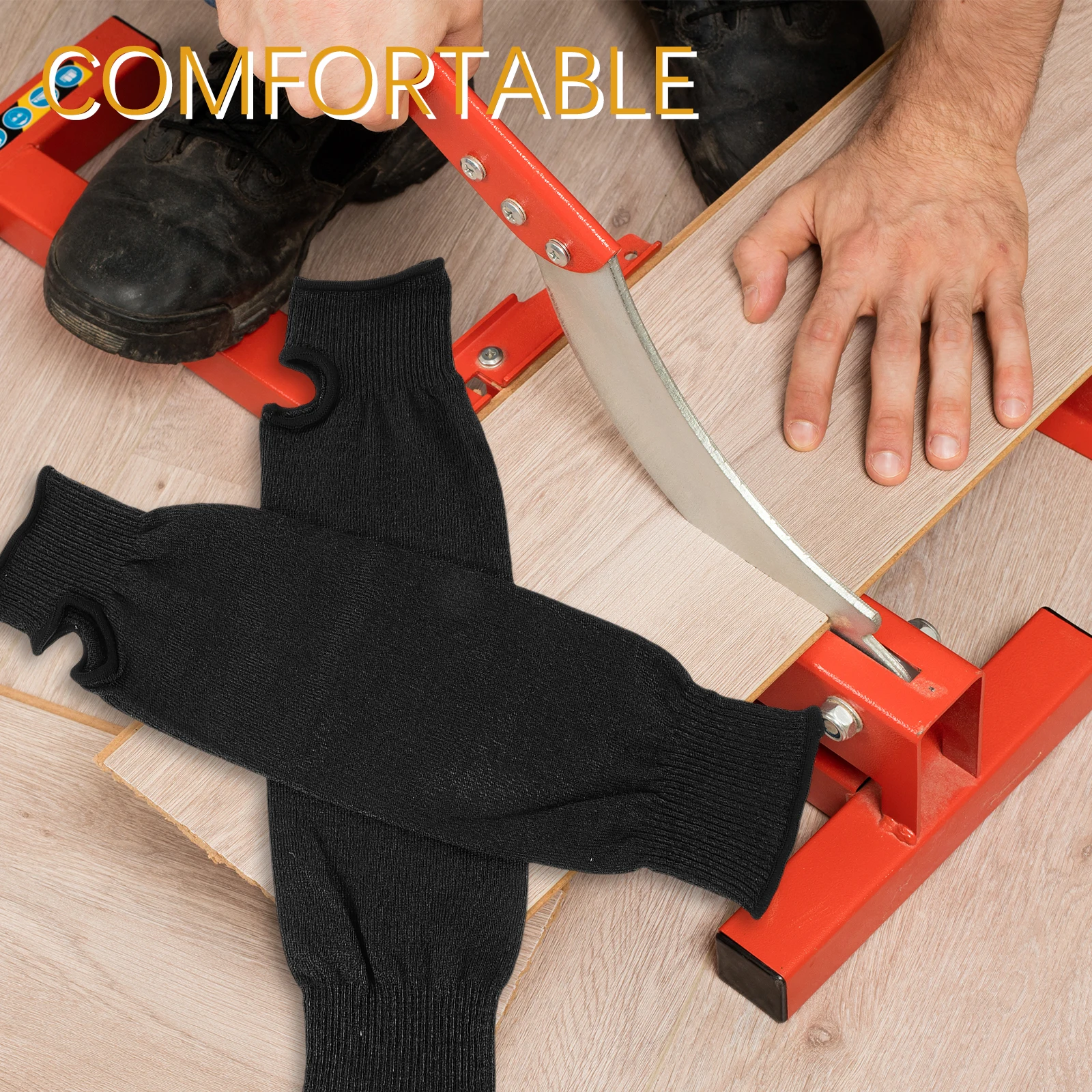 

2 Pairs 45cm Arm Protective Sleeve Guard Cut Resistant Black Gray Thumb Hole Lightweight Gardening Carpentry Kitchen Work