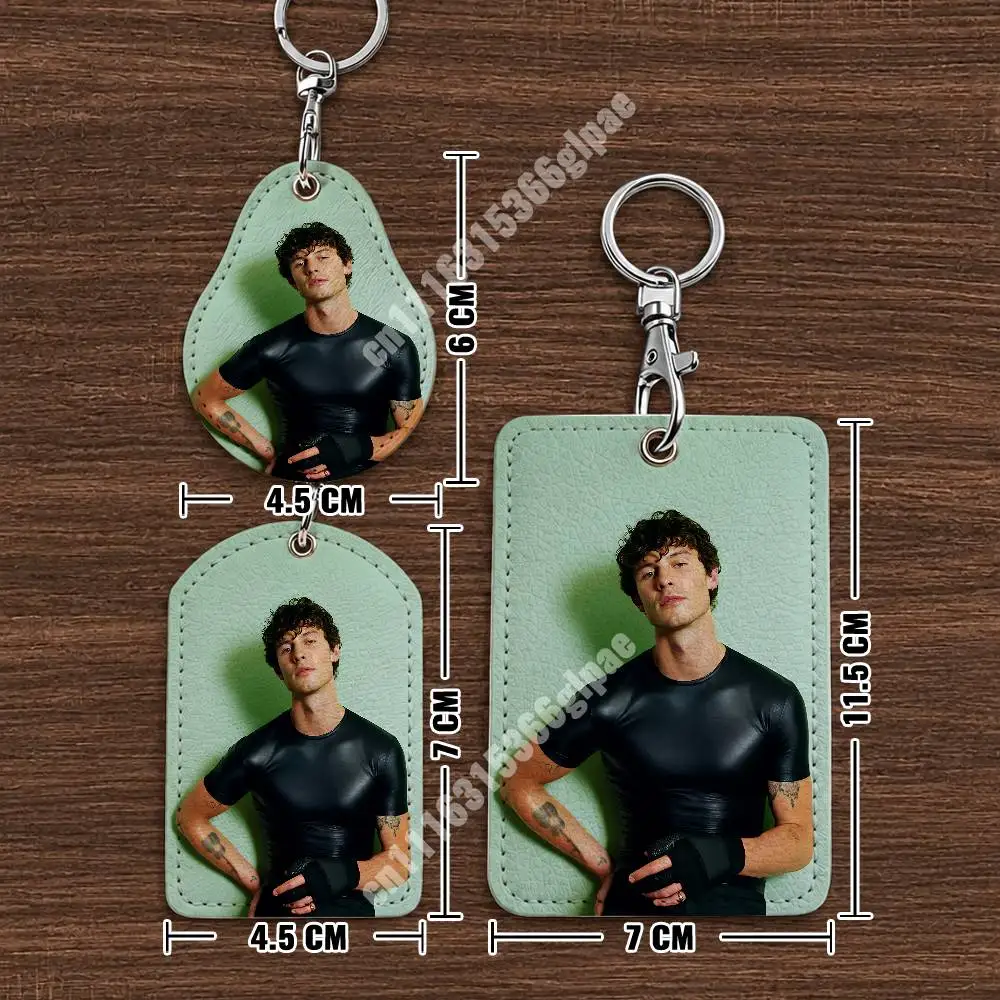 S-Shawn M-Mendes Friends And Family Only Leather Keychain Card Holder for Airtag & Luggage Tags Casual Tracker Cover