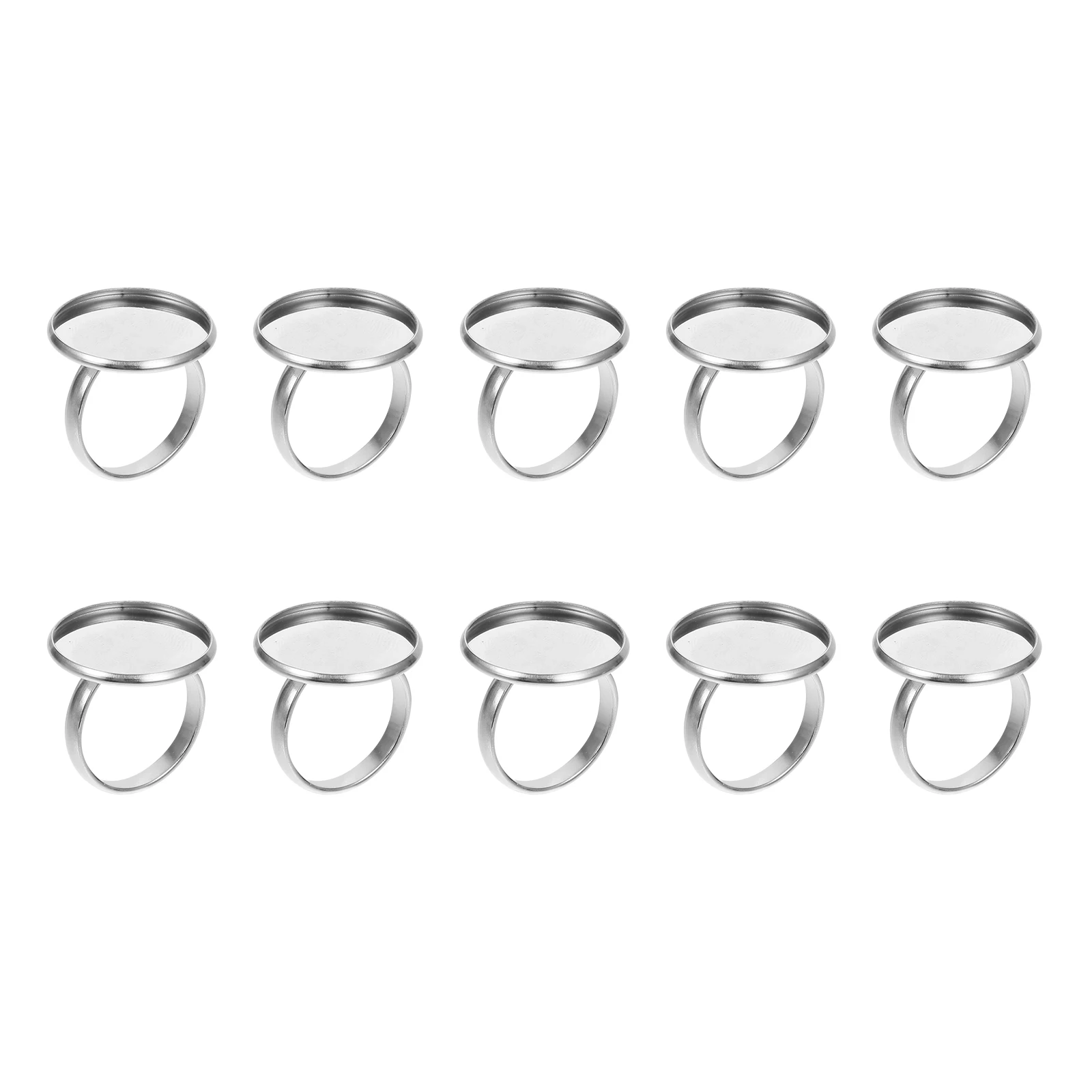 

10 Pcs Stainless Steel Ring Base Adjustable DIY Round Holder Tray for Jewelry Making Crafts with Lovely Patterns