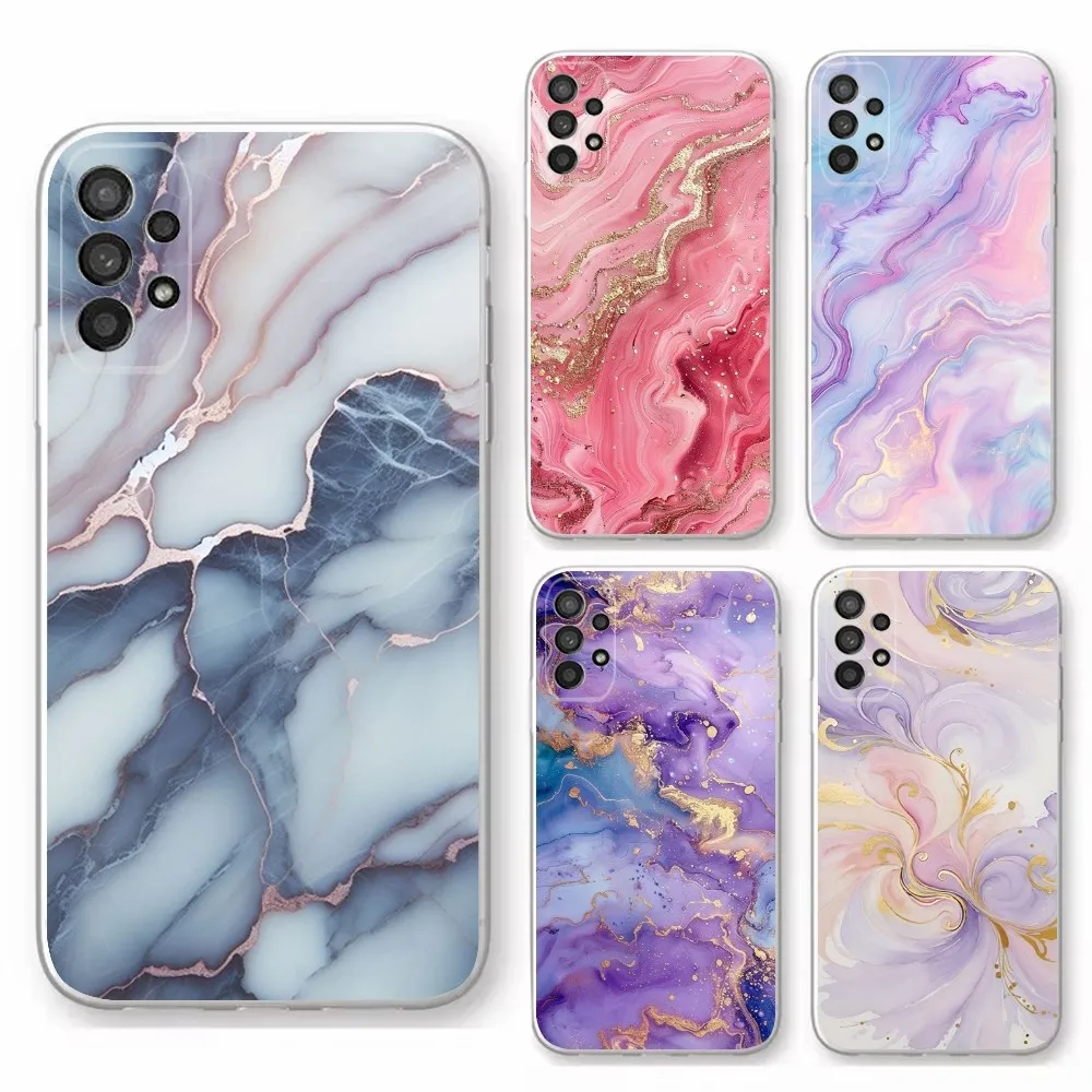 

Marble Art Fashion Pattern Phone Case For Samsung Galaxy A71,70,52,40,51,31,A50,21S,30S,Note20ultra Transparent Cover