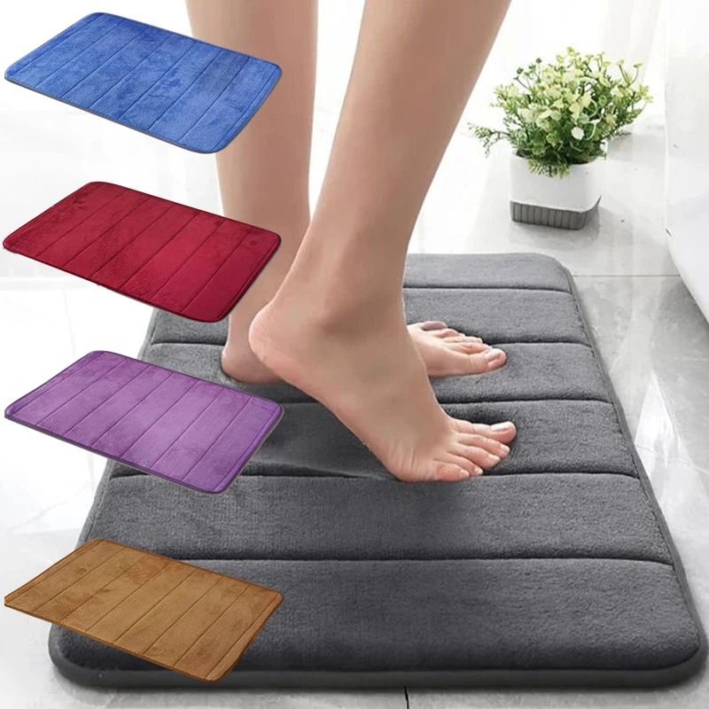 1PC Home Soft Bath Mat Super Absorbent Bathroom Carpets Rugs Soft Memory Foam Floor Bedroom Toilet Floor Shower Rug Home Decor