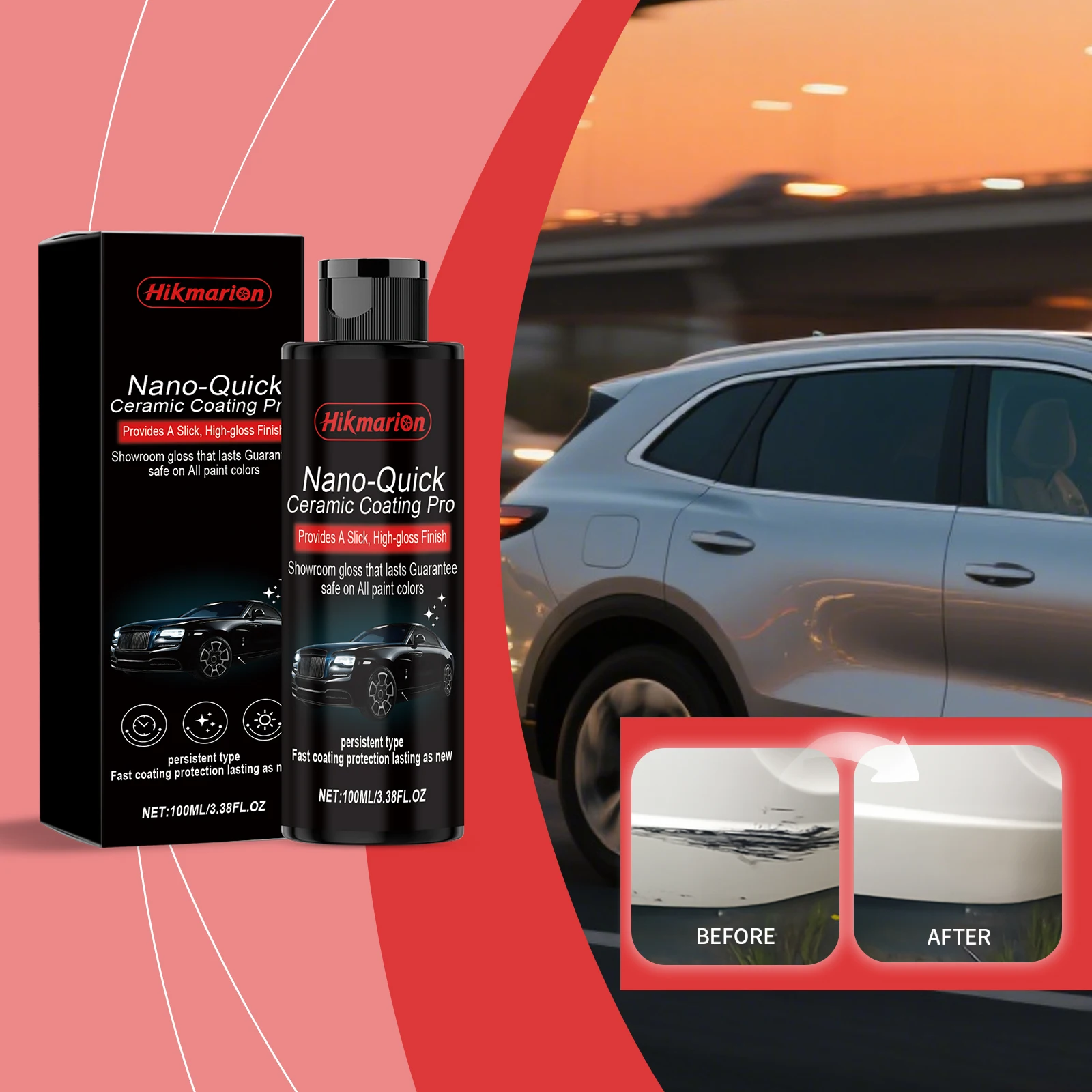 Car Nano Ceramic Coating Spray Advanced Hydrophobic Dust Proof Long Lasting Gloss Auto Paint Protect Glass Coating Liquid 100ml