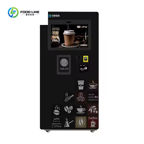 Commercial Grade Coffee Bean Vending Machine Accepts Cold Water Credit Card Cash Coin QR Code Payment Steel Cabinet