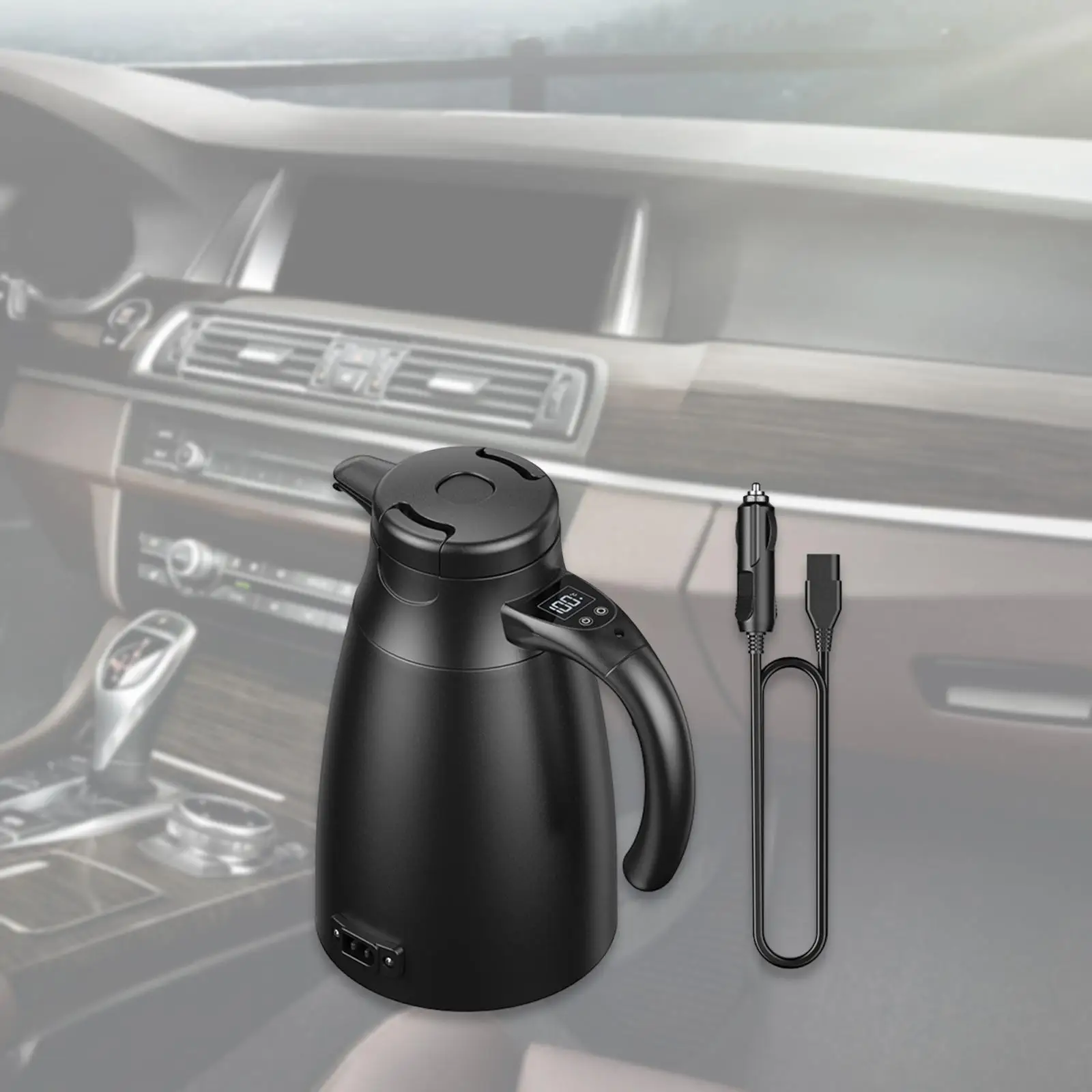 Car Kettle Boiler Cigarette Lighter Heating Kettle 1200ml Stainless Steel