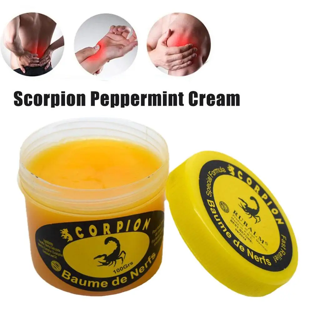 Scorpion Peppermint Cream, Reumatismo, Dor Lombar, Ciática, Contusões, Cãibras, Alivia a Fadiga Muscular, 30g 100g