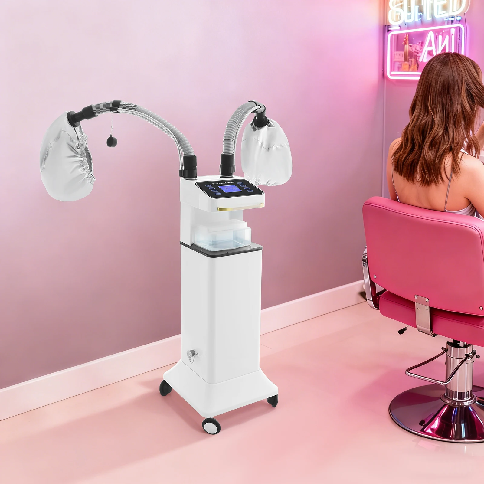 

Профессиональный нано-паровой аппарат для волос 110В 650Вт, многофункциональный прибор для ухода за волосами с двойными колпаками для термотерапии