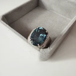 Boutique Jewelry 925 Sterling Silver Natural Sapphire Blue Topaz Men's Ring Party Wedding Boy Birthday Gift New Year Engagement