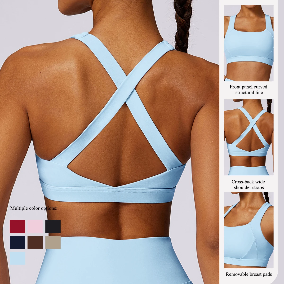 حمالة صدر رياضية للسيدات من Ctenkevet مقاومة للصدمات، سترة رياضية لليوجا، سترة جميلة من الخلف، قابلة للتنفس، سترة للجري