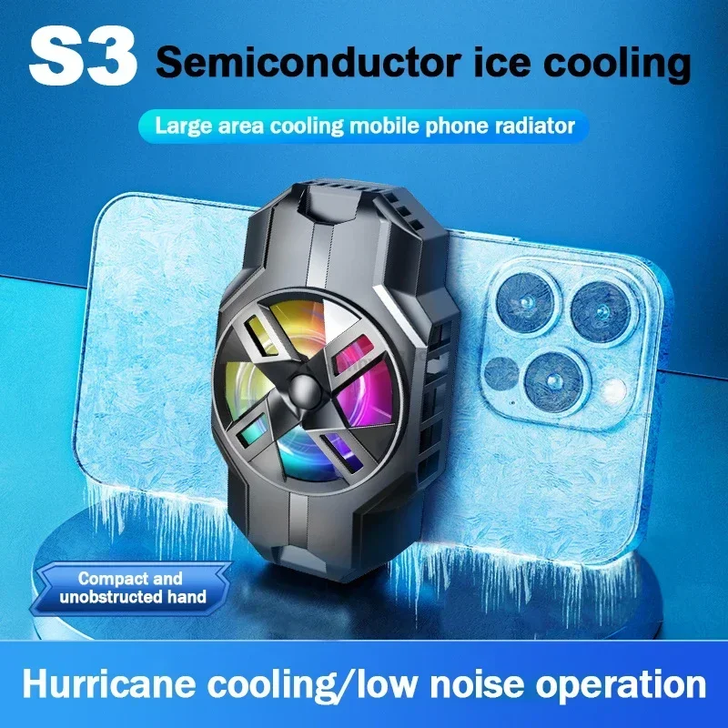 S3 Mobile Phone Cooler Semiconductor Back-clip Cooling Fan Radiator for IPhone Android PUBG Gaming Accessories Heat Dissipator