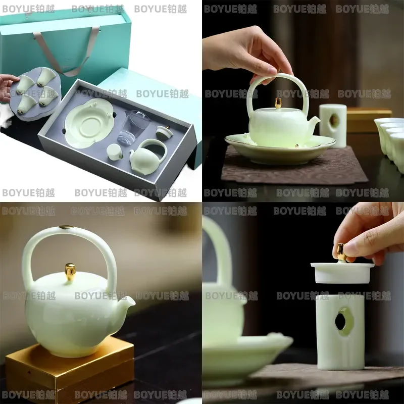 8 Enter Yitang Fugui Beam Pot Tea Set tea set gift box business souvenir