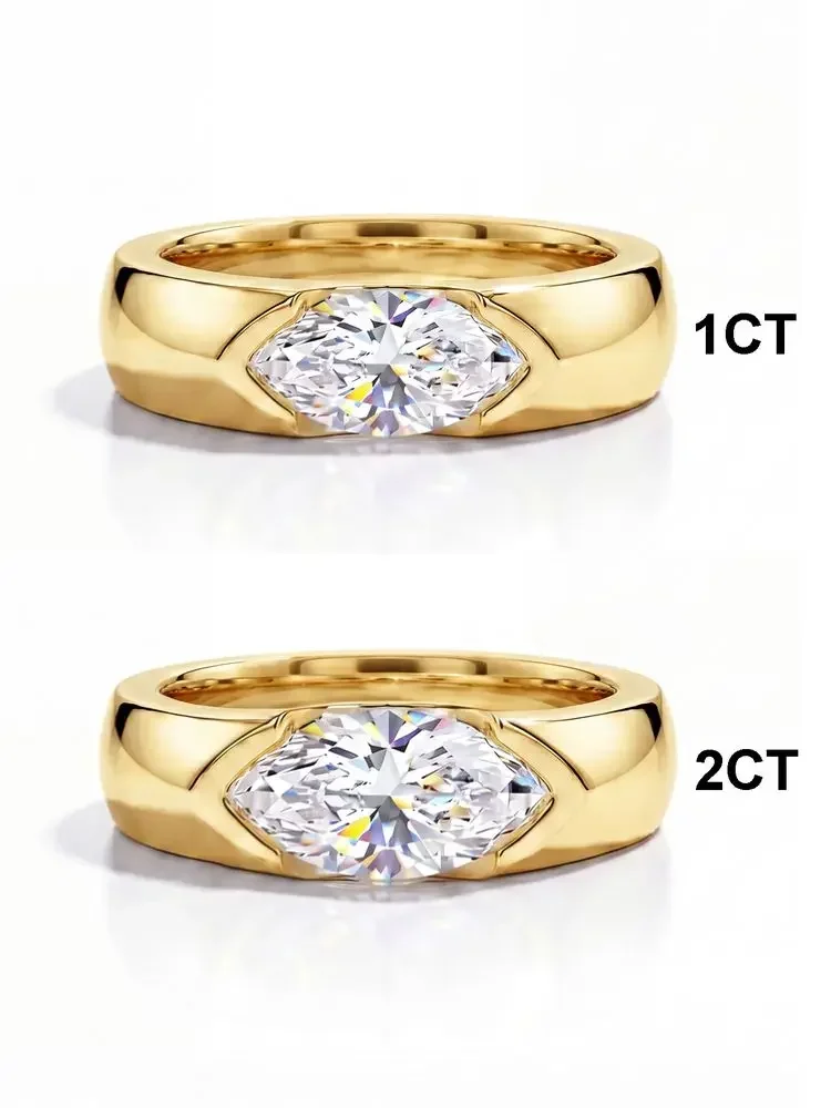 Modischer 925 Sterling Silber Echter 1CT Marquise Moissanit Diamant Hochzeitsring Verlobungsringe für Frauen Geschenk Edle Schmuckstücke – Detail 8