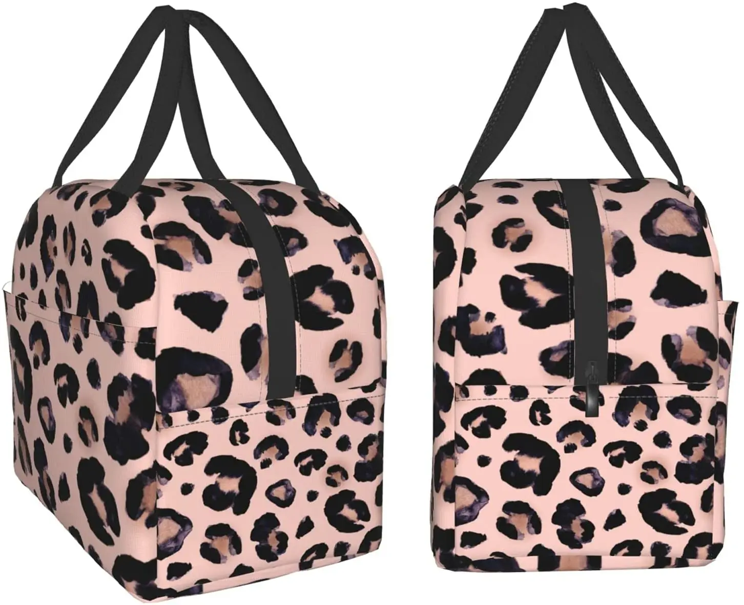 Lunch Bag for Women Leopard Print Cheetah Pink Insulated Lunch Box Cooler Tote for Adult Kids Work Office School Picnic Reusable