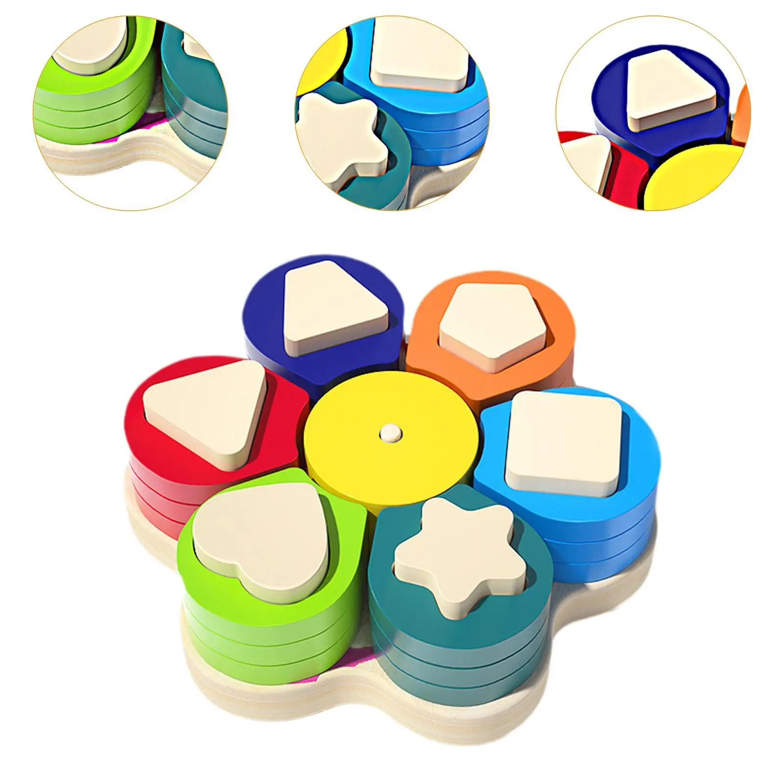 Trieur de formes en bois, jouets de comptage, apprentissage préscolaire, blocs de reconnaissance des couleurs pour garçons et filles de 1 à 3 ans