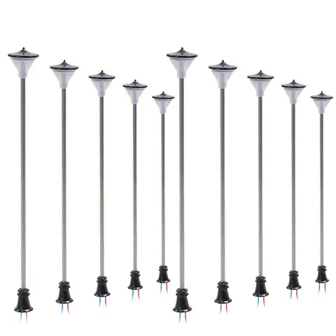 10Pcs Model Railway Street Lights Warm White OO HO Scale Lamps Post 1:87 Street Light Single Head Lamps Garden Decoration