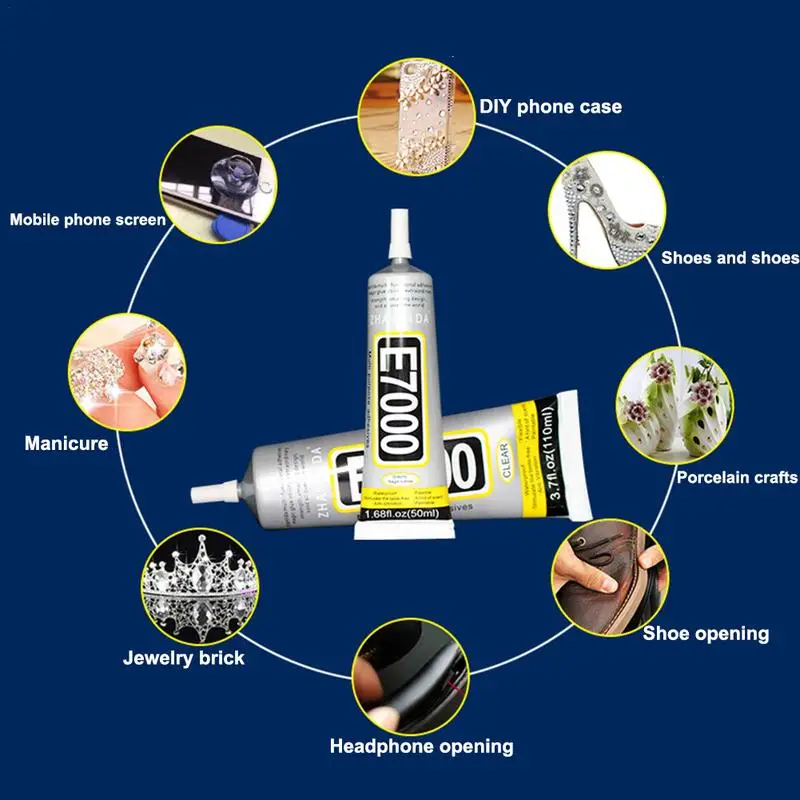 E7000 액체 접착제, 더 강력한 송진 접착 강도, 투명 다목적 슈퍼 실란트 핸드셋, DIY 터치, 50ml, 110ml