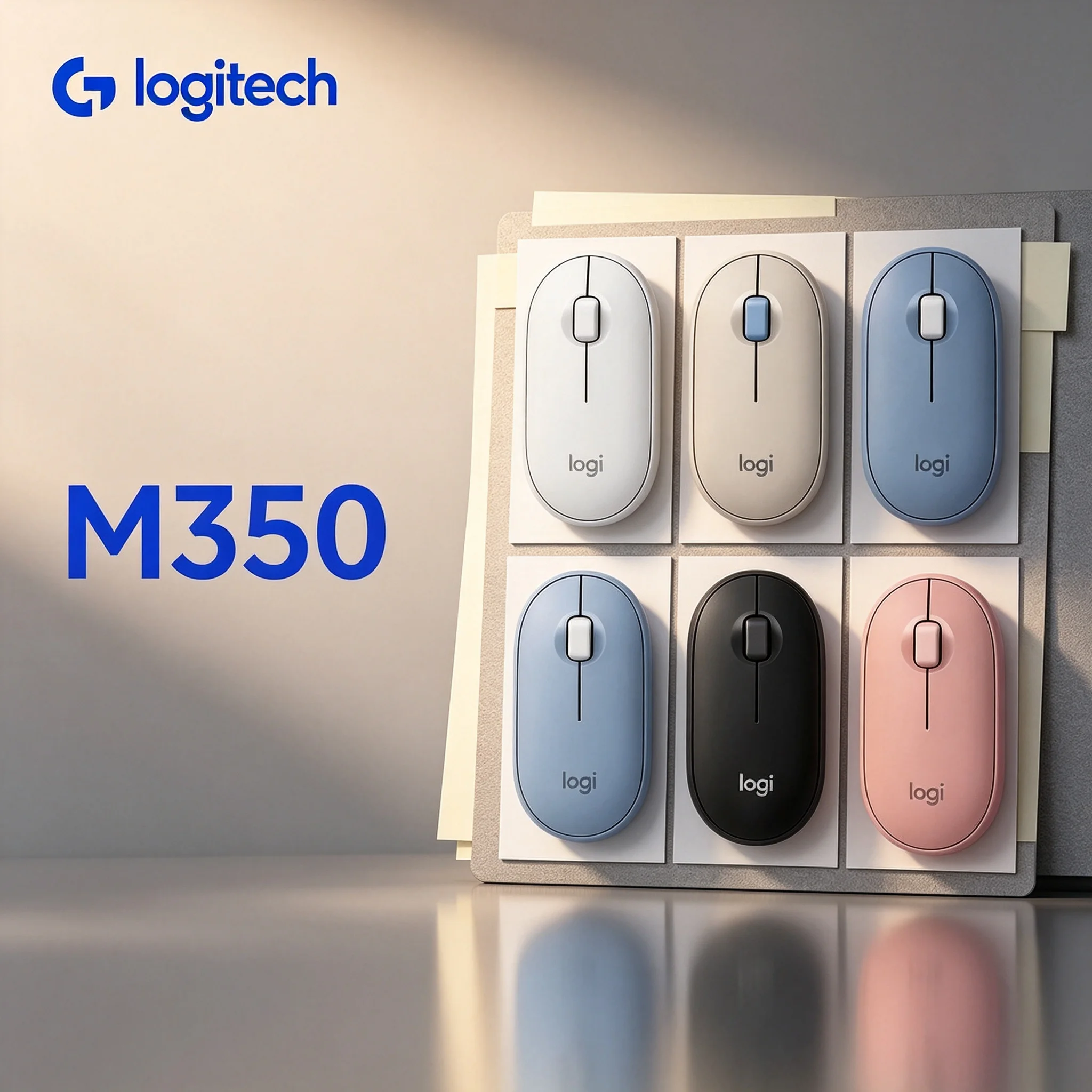 Travel‑Slim Logitech M350 Pebble Wireless Mouse Quiet Click 18‑Month Battery Storage‑Friendly Compact Mice For Notebook And Tabl