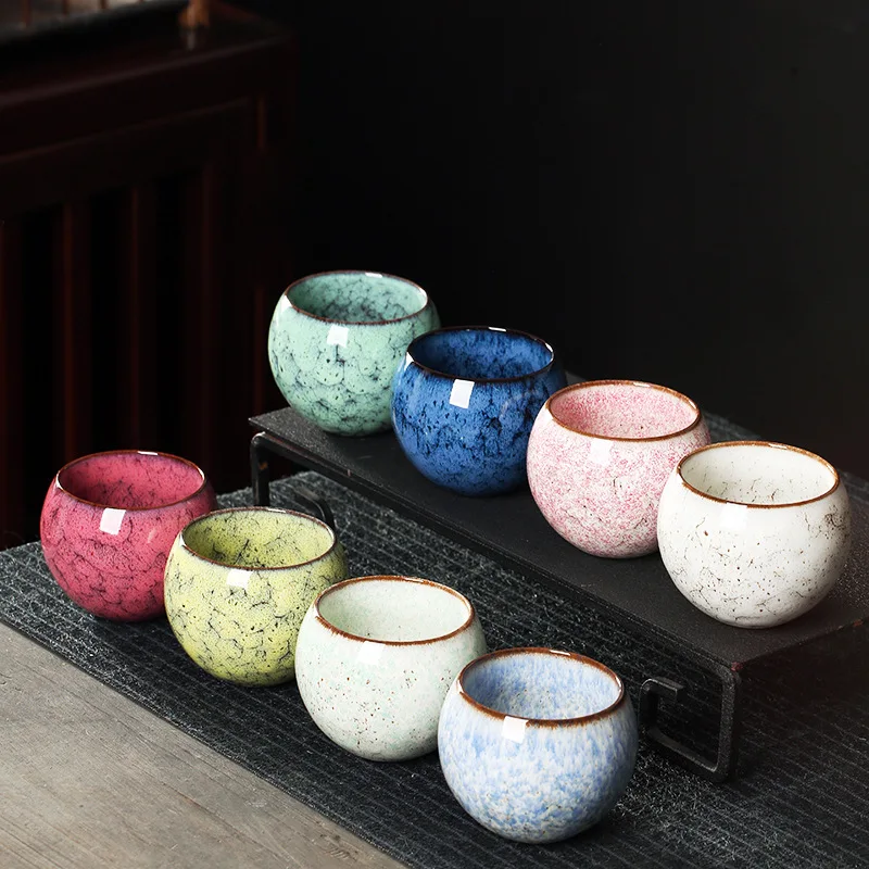 

Kiln-Changed Ceramic Tea & Cup Set Handmade Traditional Chinese Tea Cups Dragon Egg Cup Reusable & Insulated for Hot/Cold Drinks