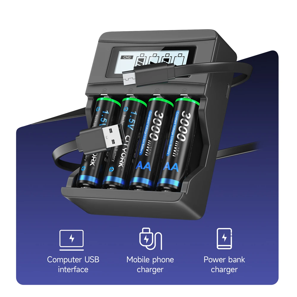 Akumulator litowo-jonowy 1.5 V AA Li-ion 3000mWh 1.5 V AA akumulatory litowe do zdalnego sterowania bateria do zabawek