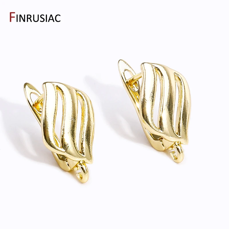 18K Gold Plated Brass Fastener Earrings Hooks Clasp Shvenzy Earwire For DIY Handmade Jewelry Making Earrings Making Findings