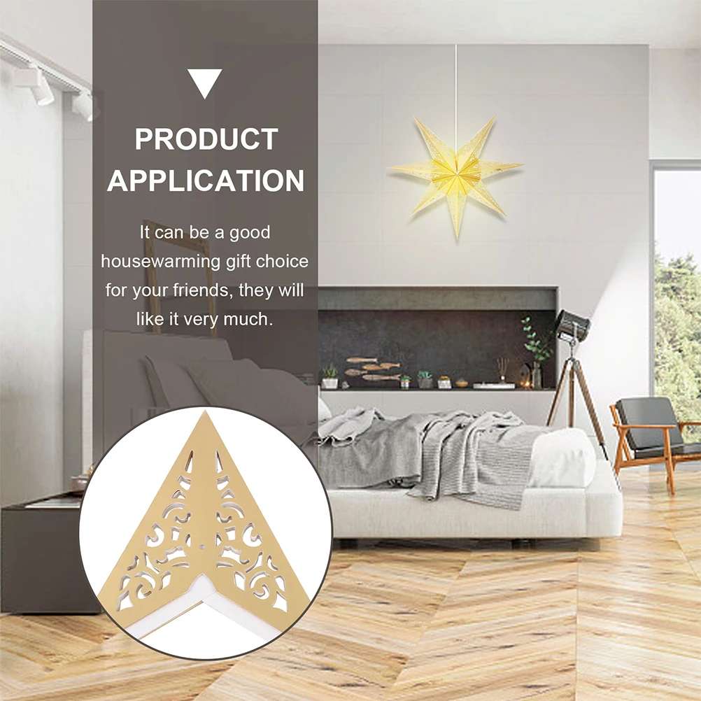 

3Pcs Paper Star Lampshade 7-Pointed Hollow Out Design for Study Room Living Room Ceiling Hanging Lampshade