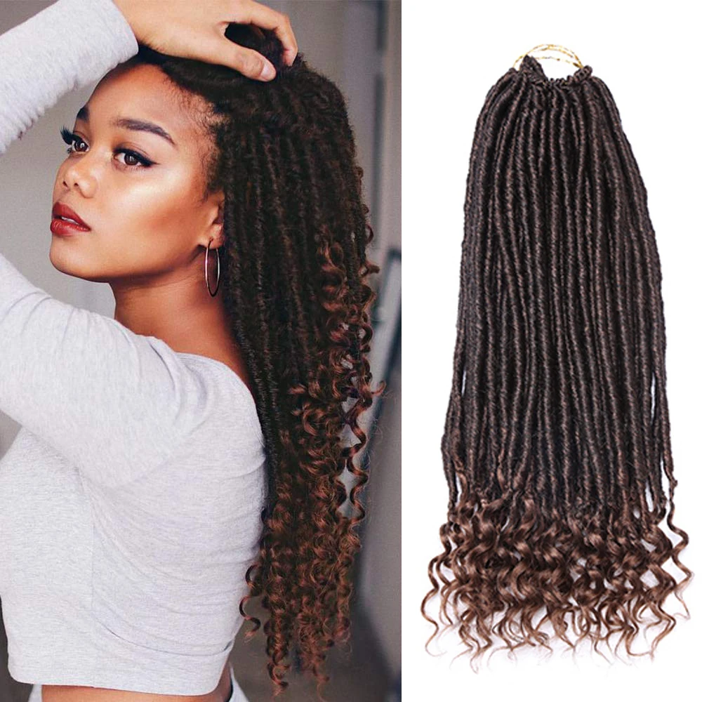 Extensions de tresses synthétiques pour femmes, 20 pouces, 24 racines, Faux cheveux au Crochet, Dreadlocks, bouclées