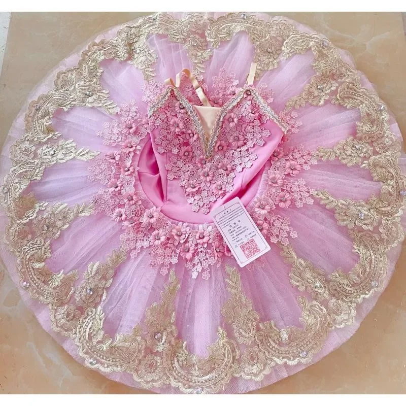 

Pink Ballet Tutu Professional Kids Girls Women Classical Pancake Tutu Ballerina Costumes Swan Dance Performance Group Dress