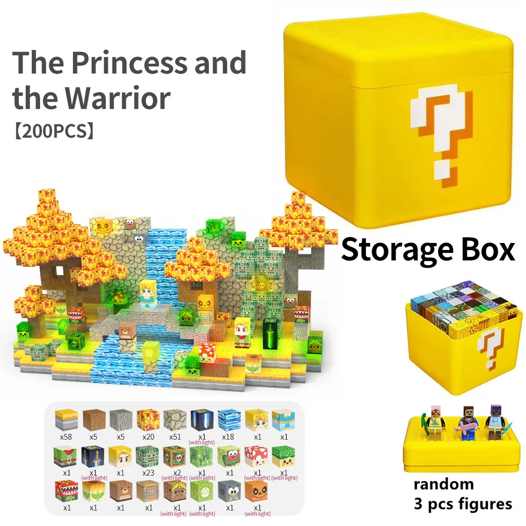 

The Princess And The Warrior Magnetic Building Blocks With Lights DIY Toys,Creative Gift For Children