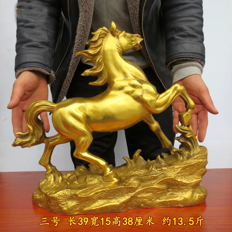 HOME SHOP Company Business booming Money Drawing bring good luck Success golden horse Bronze carving FENG SHUI statue