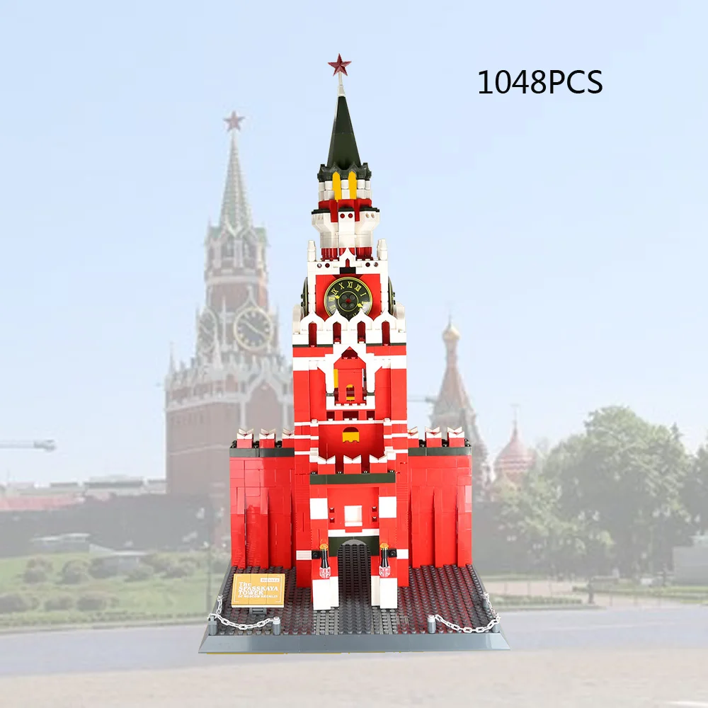 World Famous Architecture Model Block Russia Moscow Kremlin Red Square Building Brick Educational Toy Collection For Gift