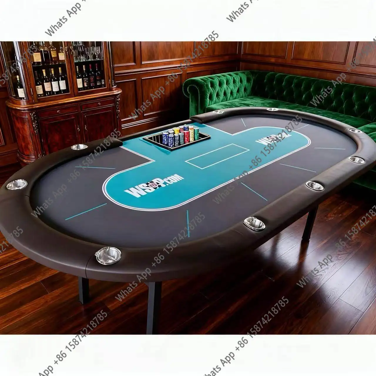 LNew Chinese Style Oval Texas Poker Table Large Double Column Support Tablecloth Can Be Customized Game Table