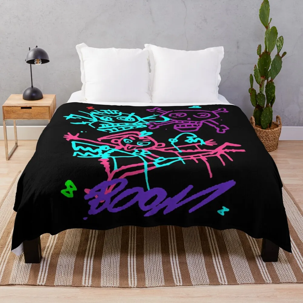 

jinxed pow pow boom monkey Classic T-Shirt Throw Blanket funny gift manga Soft Plush Plaid Blankets For Sofas Blankets